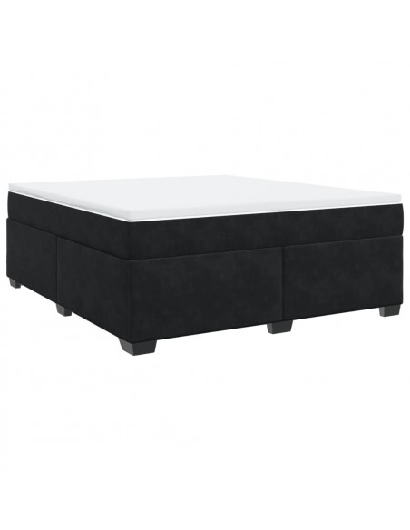 Giroletto a Molle con Materasso Nero 180x200 cm in Velluto