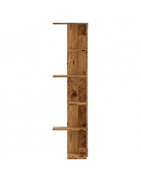 Scaffale Angolare Muro Legno Antico 36,5x36,5x140cm Multistrato