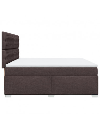 Giroletto a Molle con Materasso Marrone Scuro 200x200cm Tessuto
