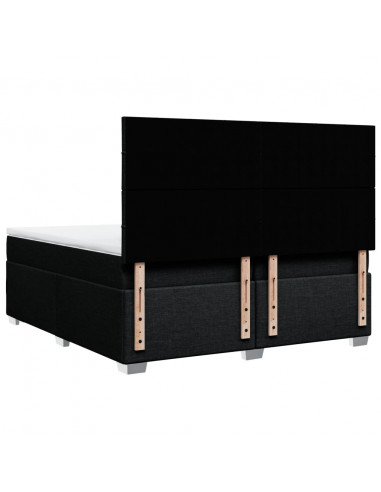 Giroletto a Molle con Materasso Nero 200x200 cm in Tessuto