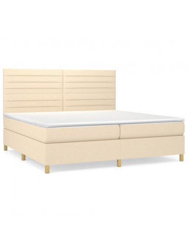 Giroletto a Molle con Materasso Crema 200x200 cm in Tessuto