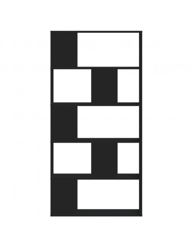 Libreria 5 Ripiani Nera 80,5x23,5x162,5cm in Legno Multistrato