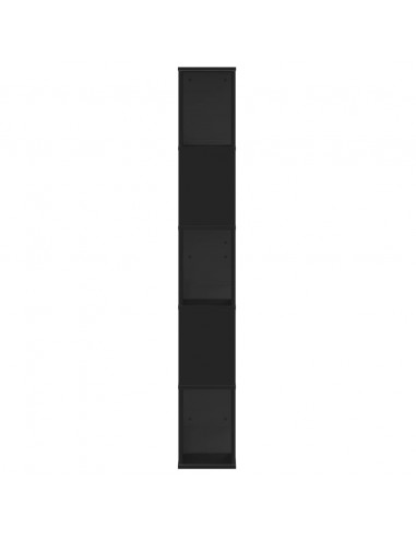 Libreria 5 Ripiani Nera 80,5x23,5x162,5cm in Legno Multistrato