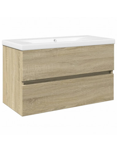 Set Mobili da Bagno 2 pz in Ceramica e Legno Multistrato