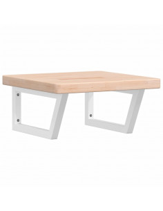 Ripiano a Parete per Lavabo in Acciaio e Massello di Rovere 2