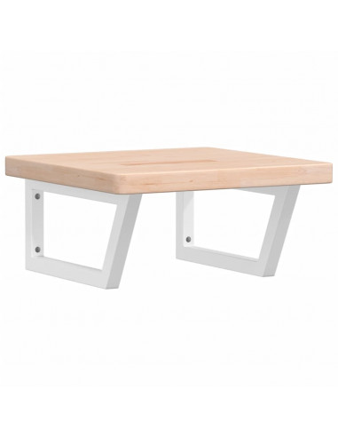 Ripiano a Parete per Lavabo in Acciaio e Massello di Rovere