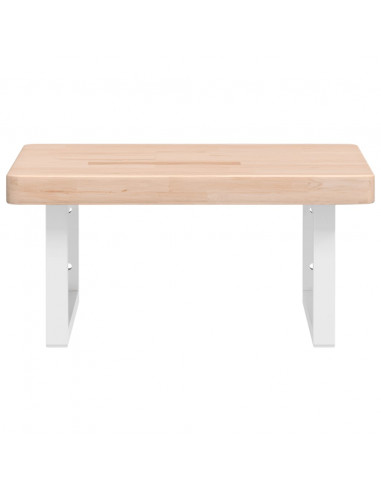 Ripiano a Parete per Lavabo in Acciaio e Massello di Rovere