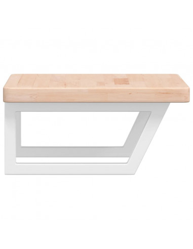 Ripiano a Parete per Lavabo in Acciaio e Massello di Rovere