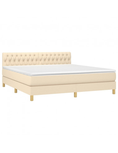 Letto a Molle con Materasso e LED Crema 180x200 cm in Tessuto