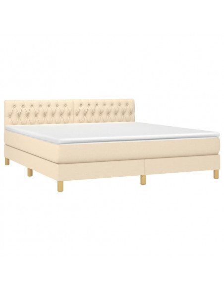 Letto a Molle con Materasso e LED Crema 180x200 cm in Tessuto