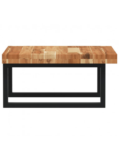 Ripiano a Parete per Lavabo in Acciaio e Massello di Acacia