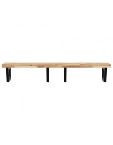 Ripiano a Parete per Lavabo in Acciaio e Massello di Acacia