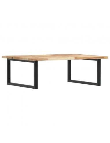 Ripiano a Parete per Lavabo in Acciaio e Massello di Acacia