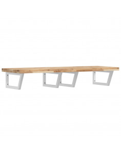 Ripiano a Parete per Lavabo in Acciaio e Massello di Acacia 2