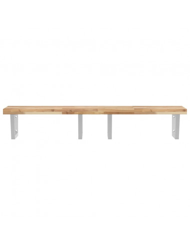 Ripiano a Parete per Lavabo in Acciaio e Massello di Acacia