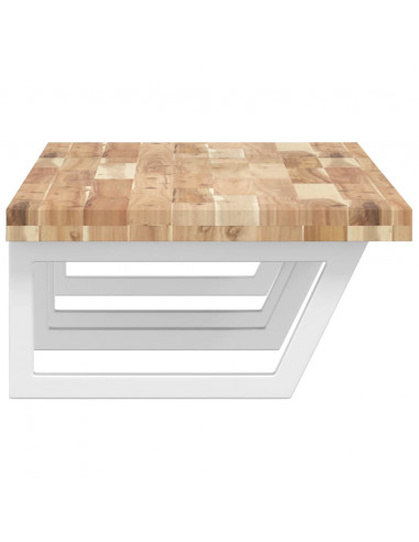 Ripiano a Parete per Lavabo in Acciaio e Massello di Acacia