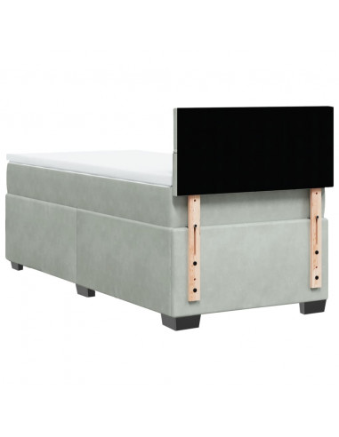 Giroletto a Molle con Materasso Grigio Chiaro 90x200 cm Velluto