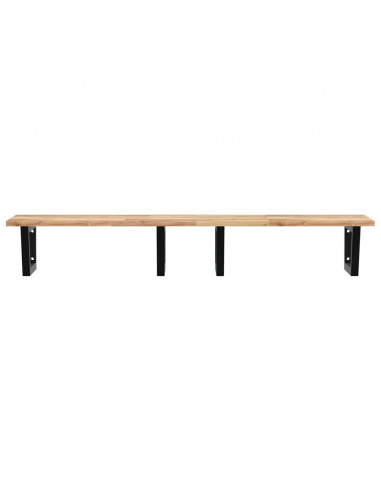 Ripiano a Parete per Lavabo in Acciaio e Massello di Acacia