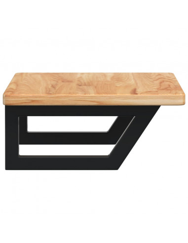 Ripiano a Parete per Lavabo in Acciaio e Massello di Rovere