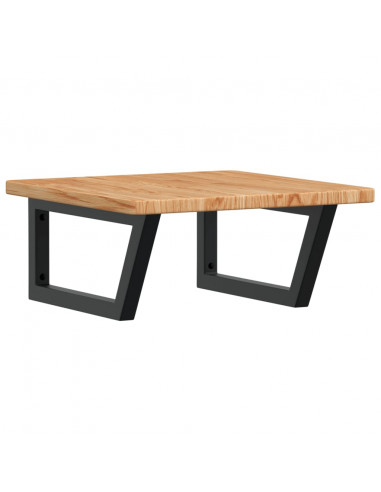 Ripiano a Parete per Lavabo in Acciaio e Massello di Rovere