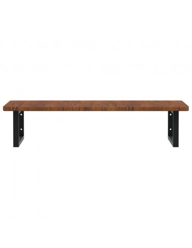 Ripiano a Parete per Lavabo in Acciaio e Massello di Rovere