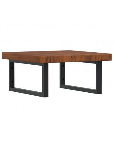 Ripiano a Parete per Lavabo in Acciaio e Massello di Rovere