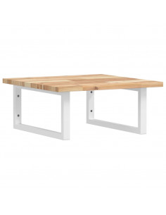 Ripiano a Parete per Lavabo in Acciaio e Massello di Acacia 2