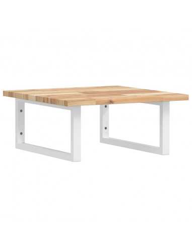 Ripiano a Parete per Lavabo in Acciaio e Massello di Acacia