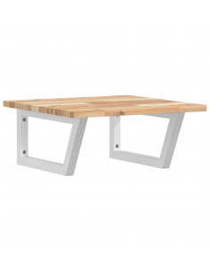 Ripiano a Parete per Lavabo in Acciaio e Massello di Acacia 2