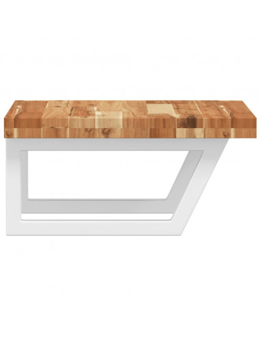 Ripiano a Parete per Lavabo in Acciaio e Massello di Acacia