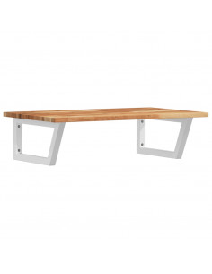 Ripiano a Parete per Lavabo in Acciaio e Massello di Acacia 2