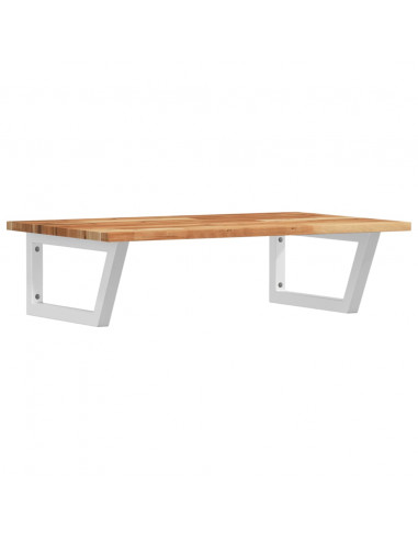 Ripiano a Parete per Lavabo in Acciaio e Massello di Acacia