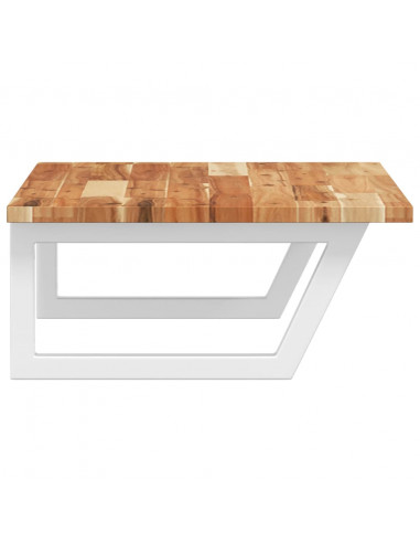 Ripiano a Parete per Lavabo in Acciaio e Massello di Acacia