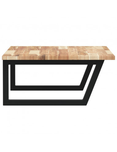 Ripiano a Parete per Lavabo in Acciaio e Massello di Acacia