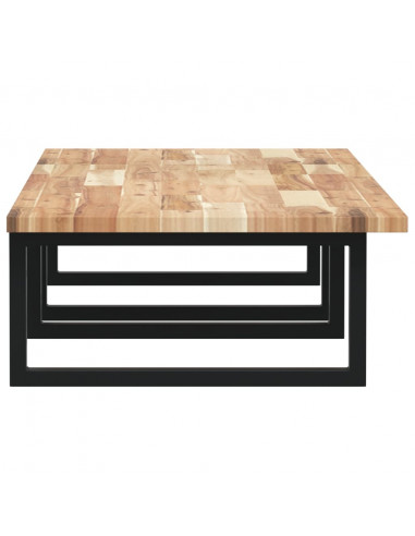 Ripiano a Parete per Lavabo in Acciaio e Massello di Acacia