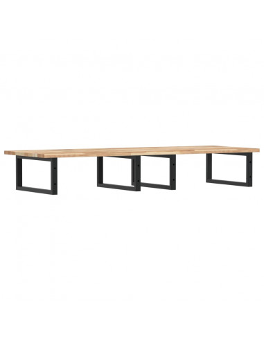 Ripiano a Parete per Lavabo in Acciaio e Massello di Acacia