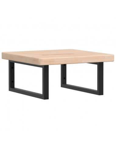 Ripiano a Parete per Lavabo in Acciaio e Massello di Rovere