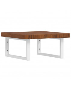 Ripiano a Parete per Lavabo in Acciaio e Massello di Rovere 2