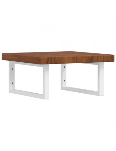 Ripiano a Parete per Lavabo in Acciaio e Massello di Rovere