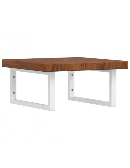 Ripiano a Parete per Lavabo in Acciaio e Massello di Rovere