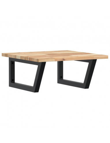 Ripiano a Parete per Lavabo in Acciaio e Massello di Acacia