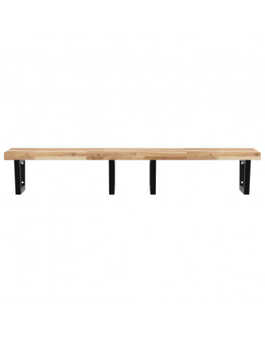 Ripiano a Parete per Lavabo in Acciaio e Massello di Acacia