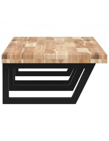 Ripiano a Parete per Lavabo in Acciaio e Massello di Acacia