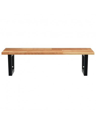 Ripiano a Parete per Lavabo in Acciaio e Massello di Acacia