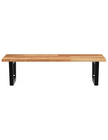 Ripiano a Parete per Lavabo in Acciaio e Massello di Acacia