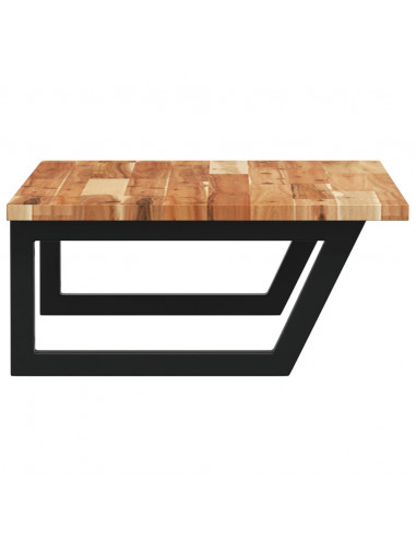 Ripiano a Parete per Lavabo in Acciaio e Massello di Acacia