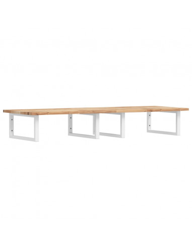 Ripiano a Parete per Lavabo in Acciaio e Massello di Acacia