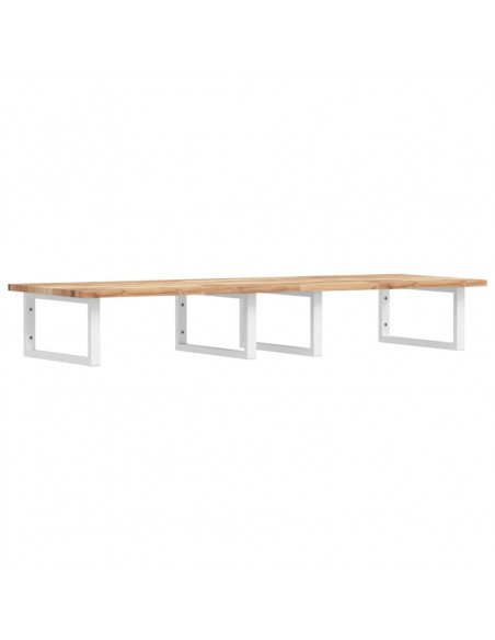 Ripiano a Parete per Lavabo in Acciaio e Massello di Acacia