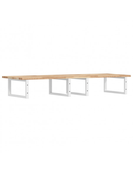 Ripiano a Parete per Lavabo in Acciaio e Massello di Acacia