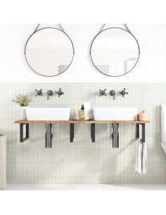 Piano da Bagno Non Trattato 160x50x2cm Legno Massello di Acacia 2